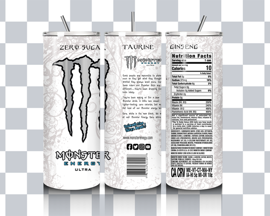 20oz White Monster Tumbler