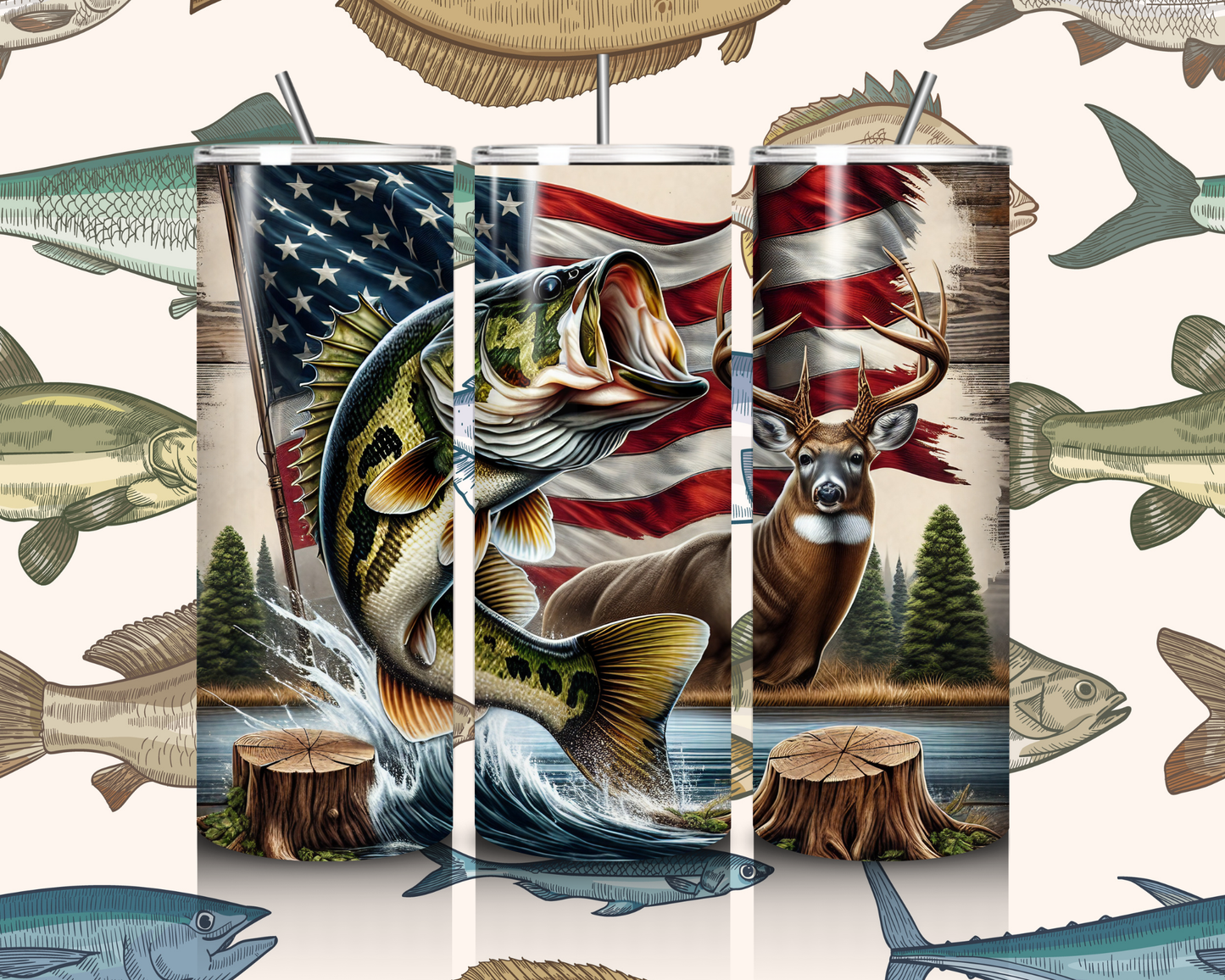 20oz Bass & Deer Tumbler
