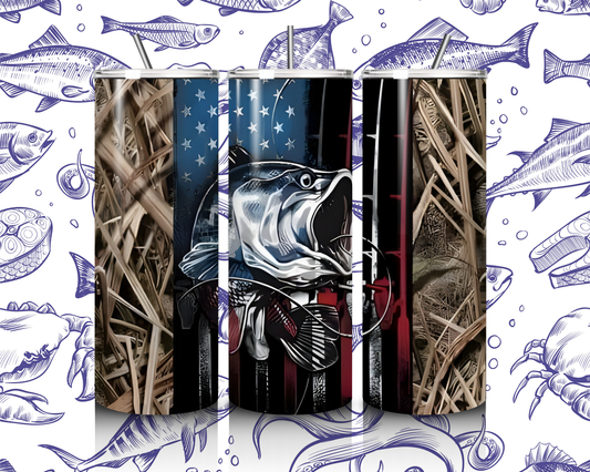 20oz Camo Bass Fish Tumbler