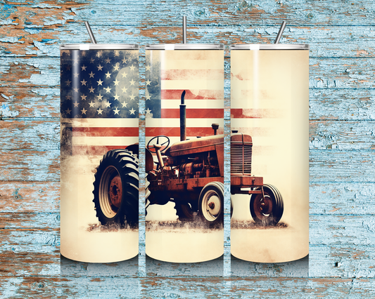 20oz Patriotic Tractor Tumbler