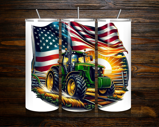20oz Tractor With Flag Tumbler