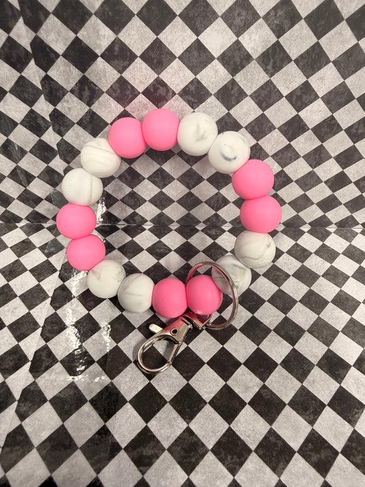 Pink & White Silicone Wristlet