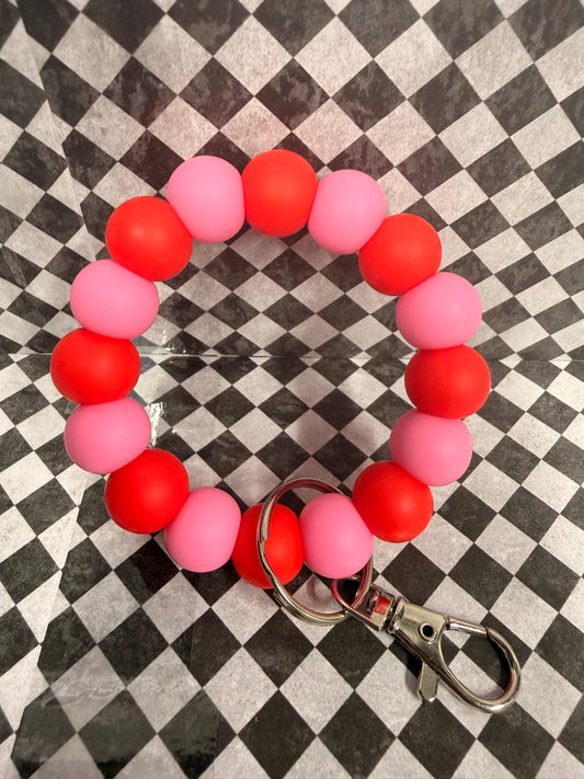 Pink & Red Silicone Wristlet