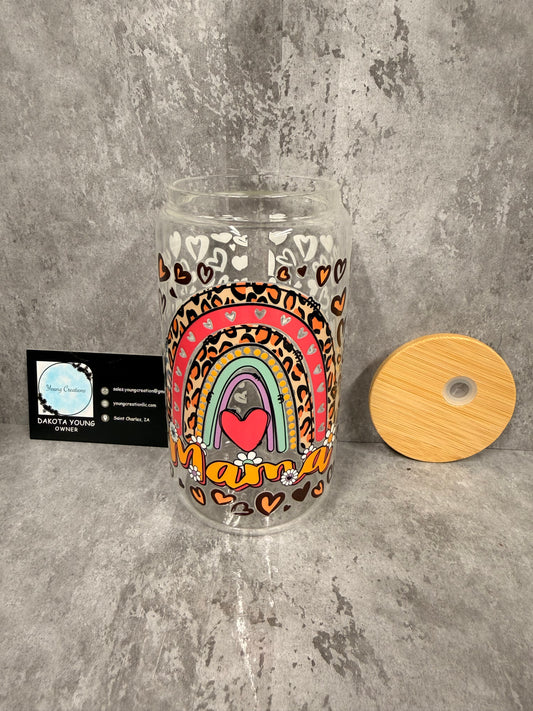 Mama Rainbow 16oz Glass Libby Cup