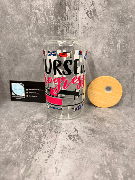 Nurse In Progress 16oz Glass Libby Cup