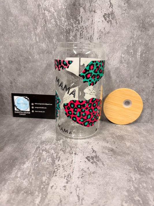 Mama Multi Color 16oz Glass Libby Cup