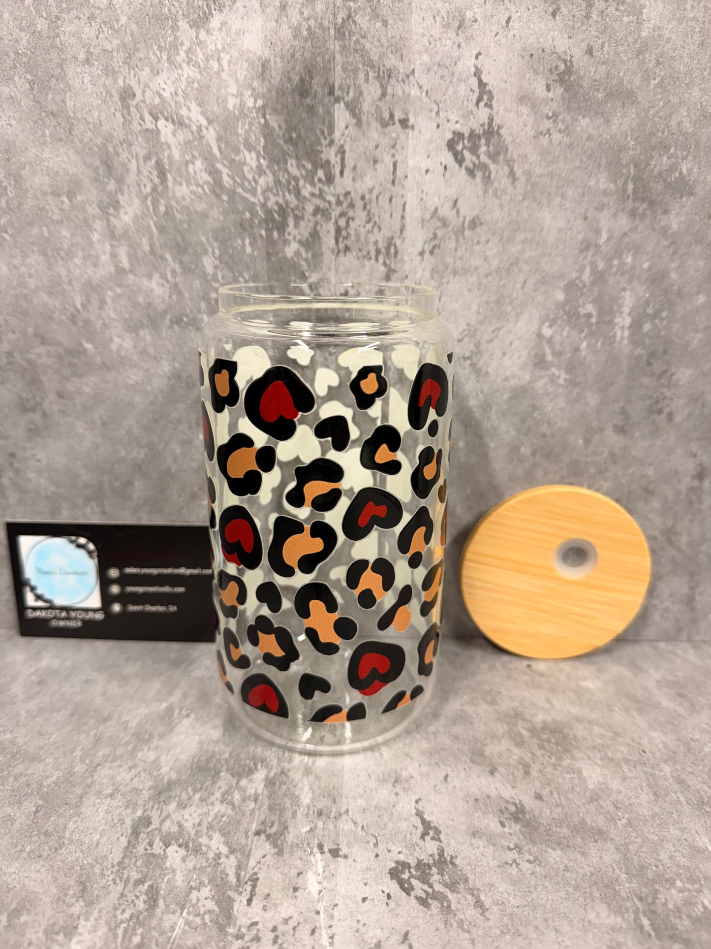 Cheetah Print 16oz Glass Libby Cup
