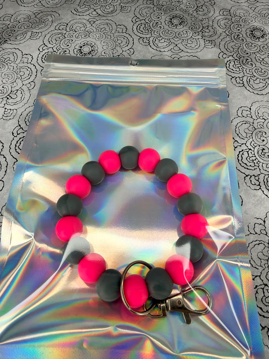 Hot Pink & Dark Gray Silicone Wristlet