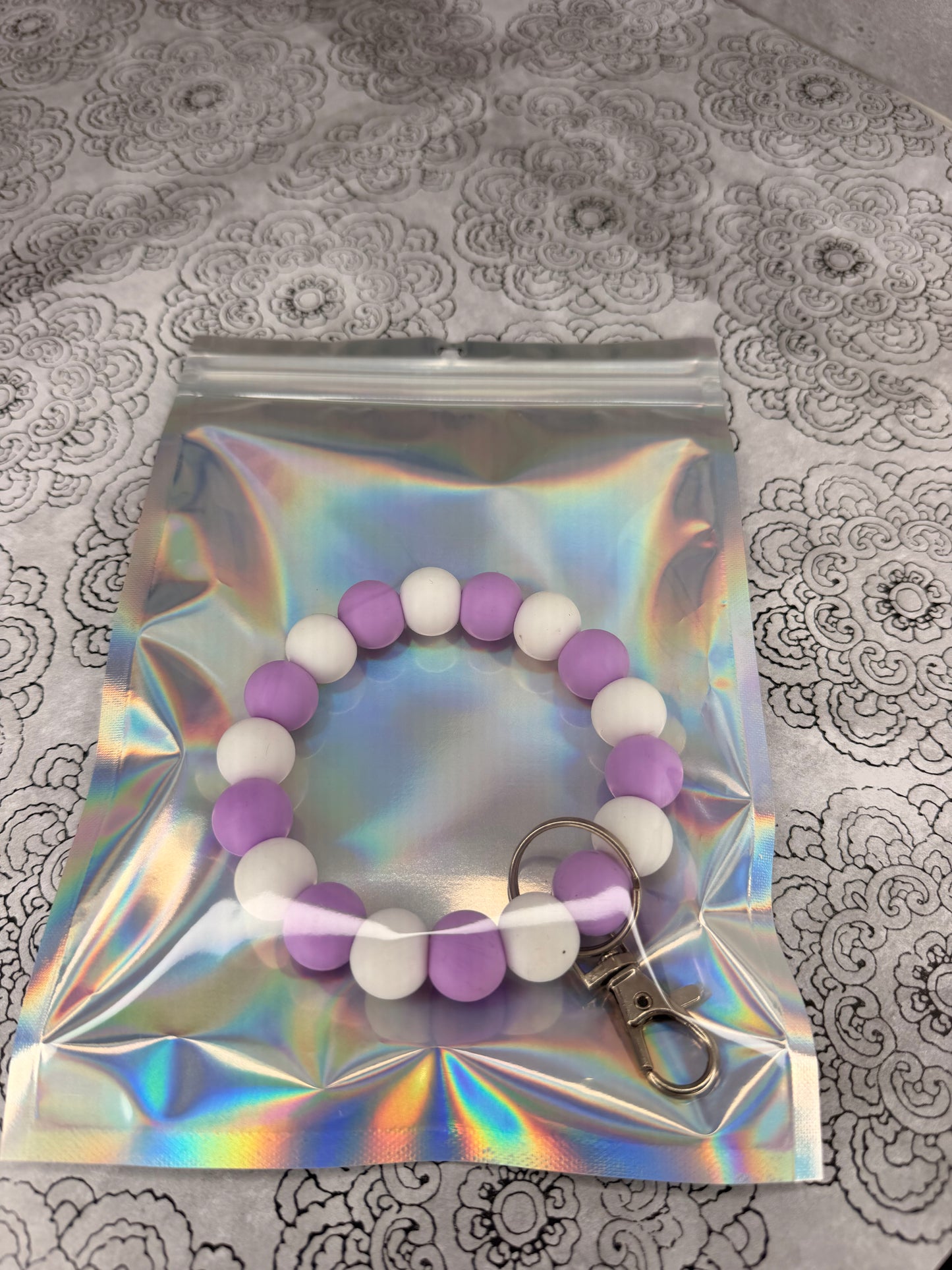 Purple & White Silicone Wristlet